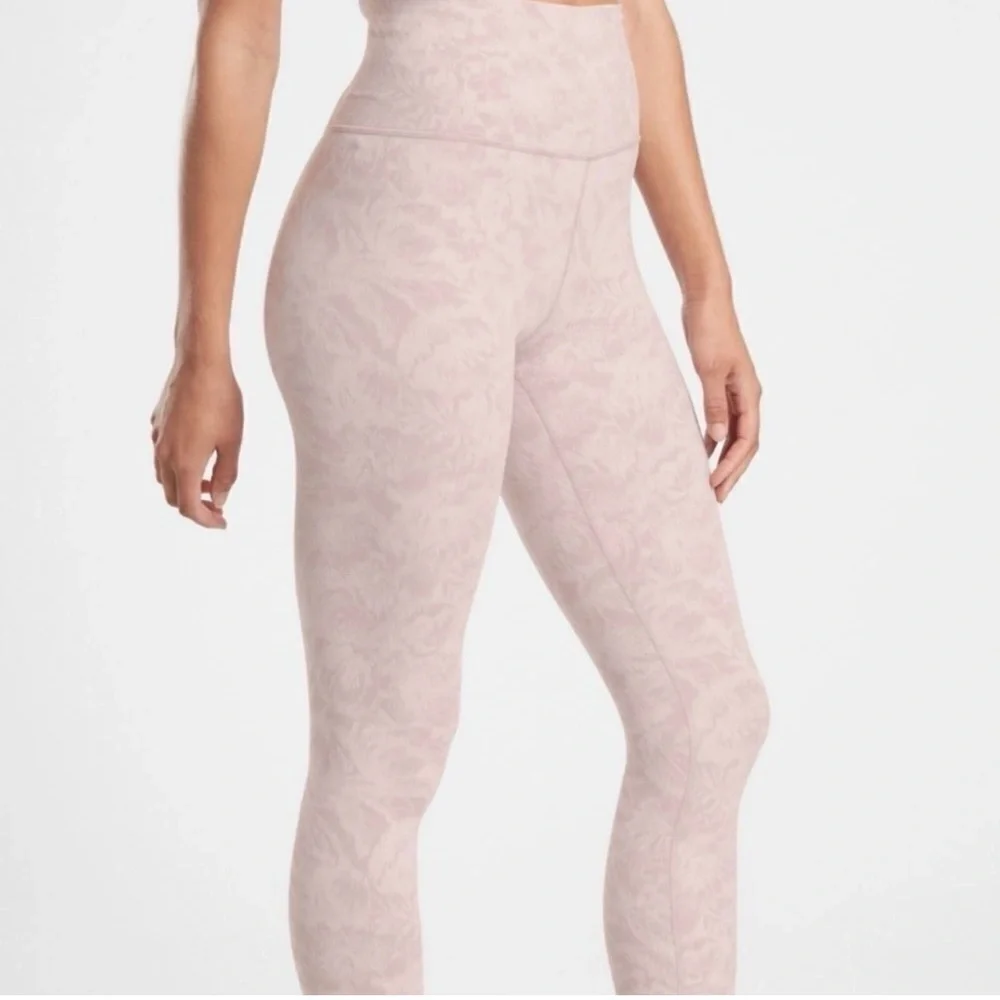 Athleta Cream Soft Pink Elation Textured Tights Small - Picture 2 of 8
